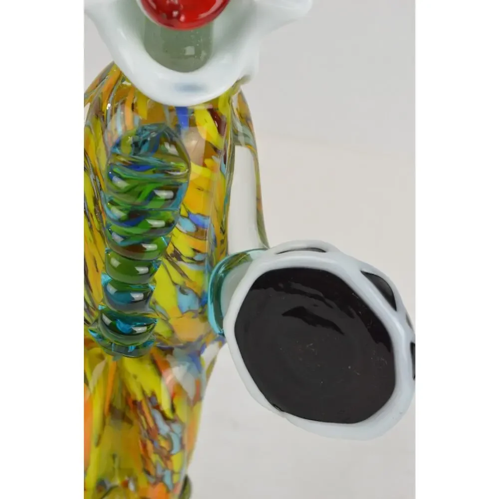 Vintage Murano Italian Hand Blown Art Glass Clown Figurine w/ Tambourine